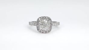 Amaura 3-1/7 ct. tw. Cushion Diamond Halo Engagement Ring in Platinum side profile