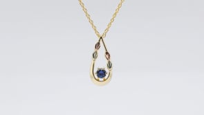 Black Hills Gold Round Yogo Sapphire Teardrop Pendant in 10K Yellow Gold front view