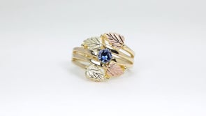 Black Hills Gold 1/3 ct. tw. Round Yogo Sapphire Ring in 10K Yellow Gold close-up detail