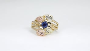 Black Hills Gold 1/2 ct. tw. Round Yogo Sapphire Ring in 10K Yellow Gold close-up detail