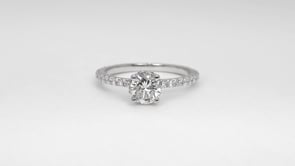 Natural 1-3/8 ct. tw. Round Brilliant Diamond Hidden Halo Engagement Ring in 18K White Gold close-up detail