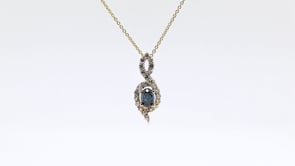 5/8 ct. tw. Oval Treated Blue Diamond Twist Pendant in 14K Yellow Gold front view