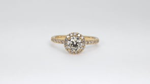 Natural 1-1/3 ct. tw. Round Brilliant Diamond Halo Engagement Ring in 14K Yellow Gold close-up detail