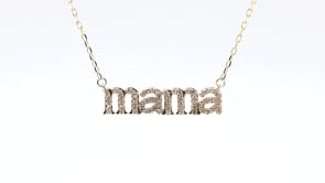 1/8 ct. tw. Diamond Mama Necklace in 10K Yellow Gold close-up detail