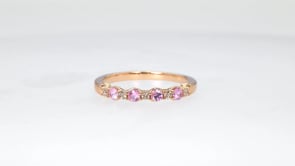 Kallati Pink Sapphire & 1/10 ct. tw. Diamond Ring in 14K Pink Gold close-up detail