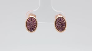 Kallati Pink Sapphire Oval Cluster Earrings in 14K Pink Gold front view