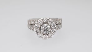 Amaura 4 ct. tw. Round Brilliant Diamond Halo Wedding Set in 14K White Gold side profile