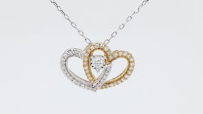 1/4 ct. tw. Diamond Double Heart Pendant in 10K White & Yellow Gold front view
