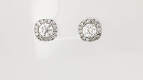 1-1/4 ct. tw. Round Diamond Halo Earrings in 14K White Gold front view