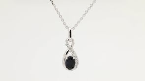Genuine Blue & Created White Sapphire Infinity Pendant & Earring Set in Sterling Silver full view