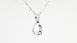 Yogo Sapphire & 1/5 ct. tw. Diamond Infinity Pendant in 14K White Gold front view