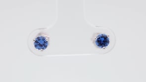 4mm Yogo Sapphire Martini Set Earrings in 14K White Gold front view