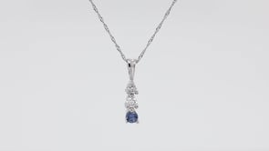 Yogo Sapphire & 1/8 ct. tw. Diamond Drop Pendant in 10K White Gold front view