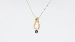 Yogo Sapphire Open Drop Pendant in 14K Yellow Gold front view