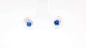 3.2mm Yogo Sapphire Martini Set Earrings in 14K White Gold front view