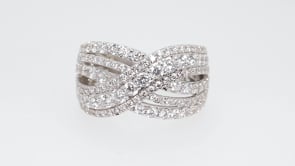 Adamante 2 ct. tw. Lab-Grown Diamond Crossover Ring in 10K White Gold close-up detail