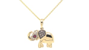 Le Vian Passion Ruby & 1/10 ct. tw. Chocolate & Vanilla Diamond Elephant Pendant in 14K Honey Gold front view