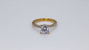Adamante 2-1/2 ct. tw. Lab-Grown Round Brilliant Diamond Double Hidden Halo Engagement Ring in 14K Yellow Gold angled view
