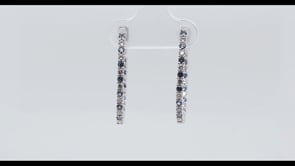 Yogo Sapphire & 1/2 ct. tw. Diamond Inside Out Hoop Earrings in 14K White Gold front view