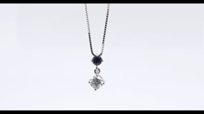 Yogo Sapphire & 3/8 ct. tw. Diamond 2-Stone Drop Pendant in 14K White Gold front view