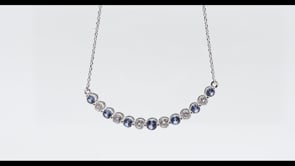Yogo Sapphire & 1/2 ct. tw. Diamond Curved Bar Necklace in 14K White Gold front view