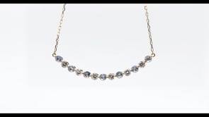 Yogo Sapphire & 1/2 ct. tw. Diamond Curved Bar Necklace in 14K Yellow Gold front view