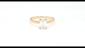 Natural 1 ct. tw. Emerald Cut Diamond Solitaire Engagement Ring in 14K Yellow & White Gold close-up detail