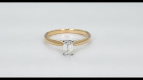 Natural 1/2 ct. tw. Emerald Cut Diamond Solitaire Engagement Ring in 14K Yellow & White Gold close-up detail