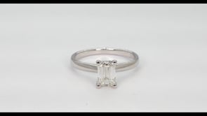 1 ct. tw. Emerald Cut Diamond Solitaire Engagement Ring in 14K White Gold close-up detail