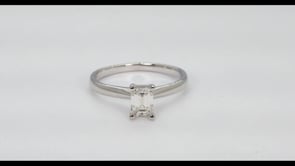Natural 3/4 ct. tw. Emerald Cut Diamond Solitaire Engagement Ring in 14K White Gold close-up detail