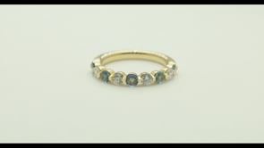 Yogo Sapphire & 3/8 ct. tw. Diamond Alternating Ring in 14K Yellow Gold close-up detail (2)