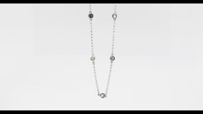 Yogo Sapphire & 1/2 ct. tw. Diamond Bezel Set Station Necklace in 14K White Gold front view