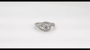 Natural 1-1/5 ct. tw. Round Brilliant Diamond Halo Bypass Engagement Ring in Platinum close-up detail