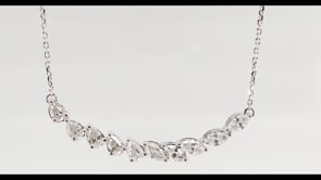 9/10 ct. tw. Pear & Marquise Diamond Curved Bar Necklace in 14K White Gold front view