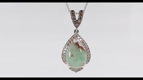 Le Vian Pear Peacock Aquaprase & 1/3 ct. tw. Chocolate & Vanilla Diamond Halo Pendant in 14K Vanilla Gold front view