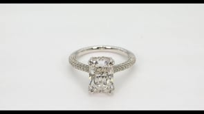 Adamante 3-1/2 ct. tw. Lab-Grown Radiant Cut Diamond Pave Double Halo Engagement Ring in 14K White Gold close-up detail