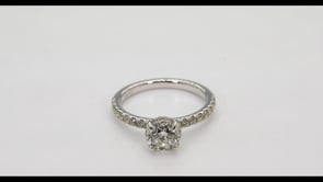 Natural 1-3/8 ct. tw. Round Brilliant Diamond Hidden Halo Engagement Ring in 14K White Gold close-up detail
