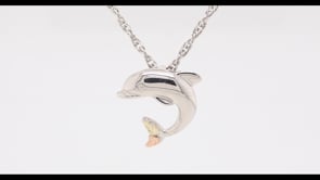 Black Hills Gold Dolphin Pendant in Sterling Silver front view