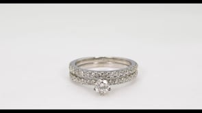 Natural 1 ct. tw. Round Brilliant Diamond Wedding Set in 10K White Gold close-up detail