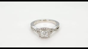 Natural 1-1/3 ct. tw. Princess Cut Diamond Halo Twist Engagement Ring in 18K White Gold side profile