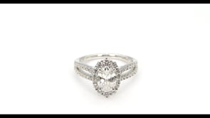 Radiance by Adamante 1-1/2 ct. tw. Lab-Grown Oval Diamond Halo Split Shank Engagement Ring in 14K White Gold side profile