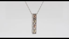Black Hills Gold Leaf Vertical Bar Pendant in Sterling Silver close-up detail