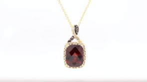 Le Vian Cushion Garnet & 1/10 ct. tw. Chocolate Diamond Pendant in 14K Honey Gold front view