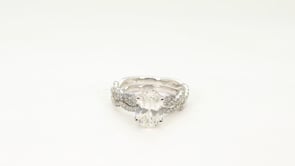 Radiance by Adamante 2-1/2 ct. tw. Lab-Grown Oval Diamond Hidden Halo Twist Wedding Set in 14K White Gold close-up detail