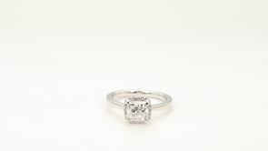 Canadian Rocks 1-1/2 ct. tw. Princess Cut Diamond Halo Engagement Ring in 14K White Gold close-up detail