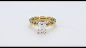 Adamante 2-1/3 ct. tw. Lab-Grown Emerald Cut Diamond Wedding Set in 14K Yellow & White Gold front view