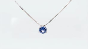 4mm Yogo Sapphire Solitaire Pendant in 14K White Gold front view