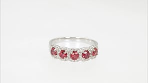 Round Ruby & 1/4 ct. tw. Diamond Ring in 14K White Gold close-up detail