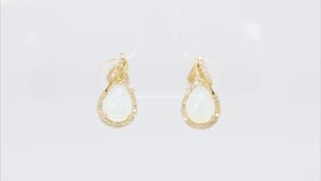 Infinite Love Pear Opal & 1/7 ct. tw. Diamond Halo Earrings in 10K Yellow Gold front view