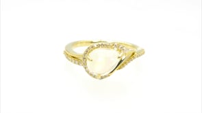 Infinite Love Pear Opal & 1/7 ct. tw. Diamond Partial Halo Ring in 10K Yellow Gold close-up detail